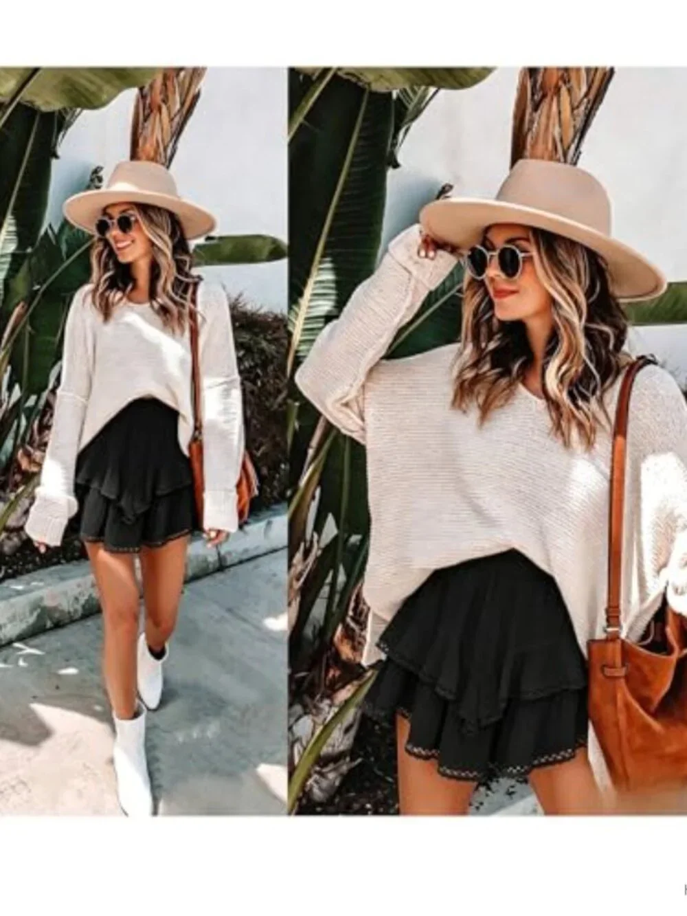 Boho Ruffle Tiered Skort High Waist Cotton Blend Skirt